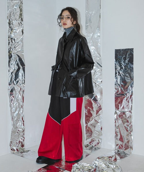 Oversized faux leather loose-fitting jacket