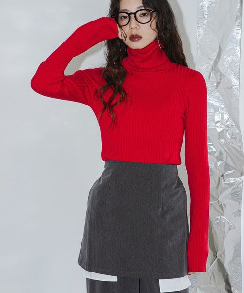 Long-sleeved colorful ribbed turtleneck