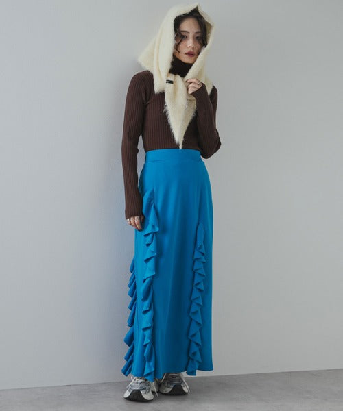 Long-sleeved colorful ribbed turtleneck