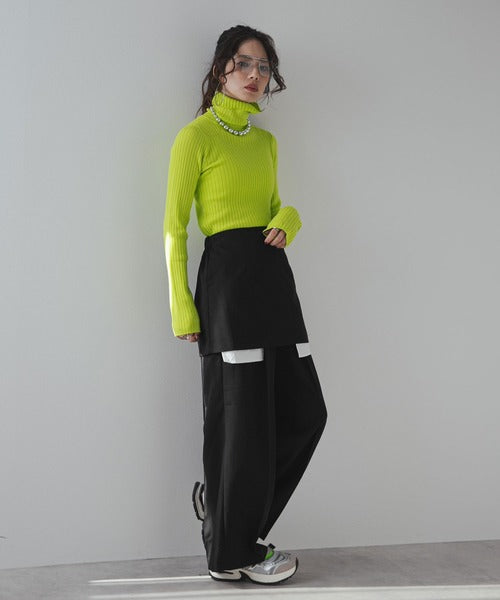 Long-sleeved colorful ribbed turtleneck