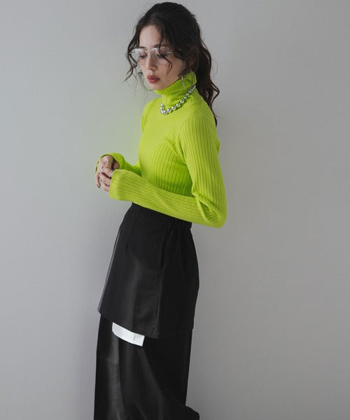 Long-sleeved colorful ribbed turtleneck