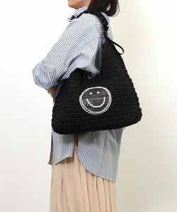 SMILEY 珍珠刺繡荷葉邊提手紙籃袋