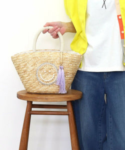 【COO SPECIAL WEEK】SMILEY 珍珠刺繡珠子提手籃袋