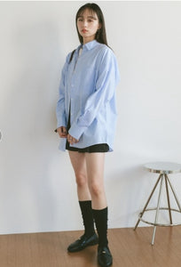 雙口袋 Overloose 條紋襯衫