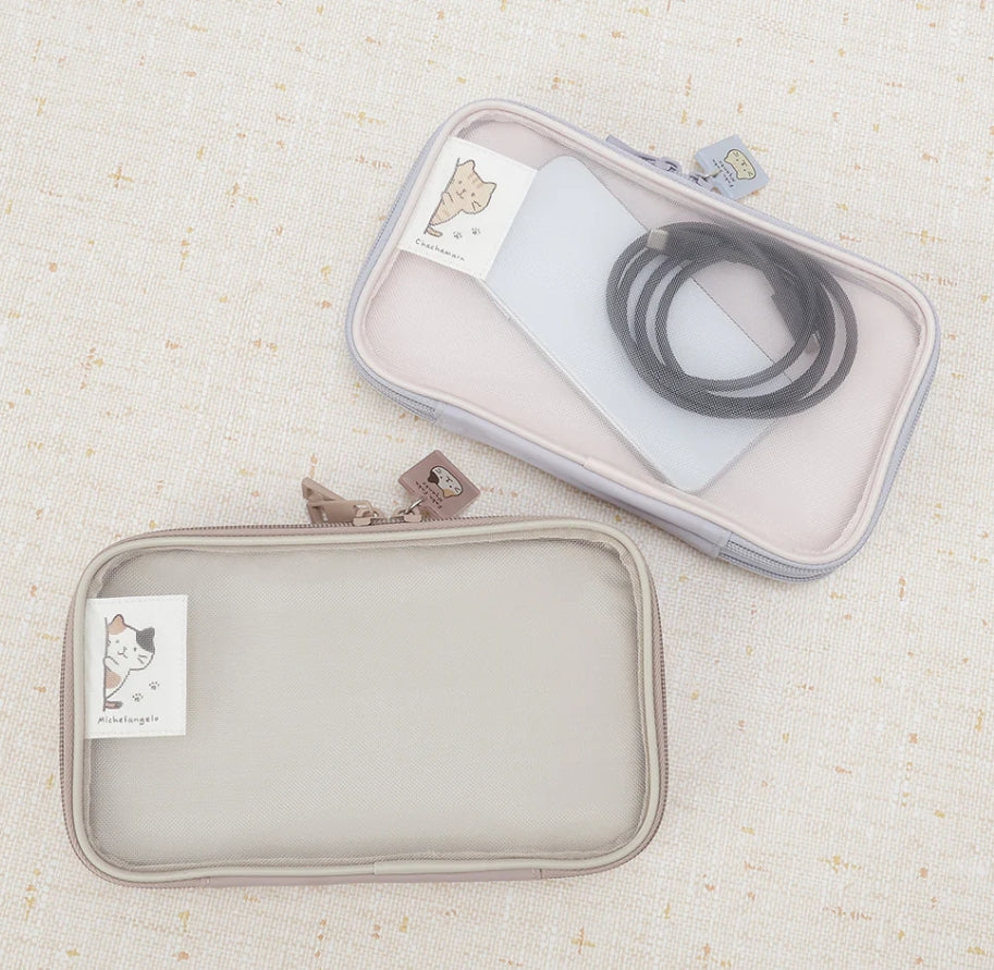 福福にゃんこ ひょっこり二重ネット小道具袋
