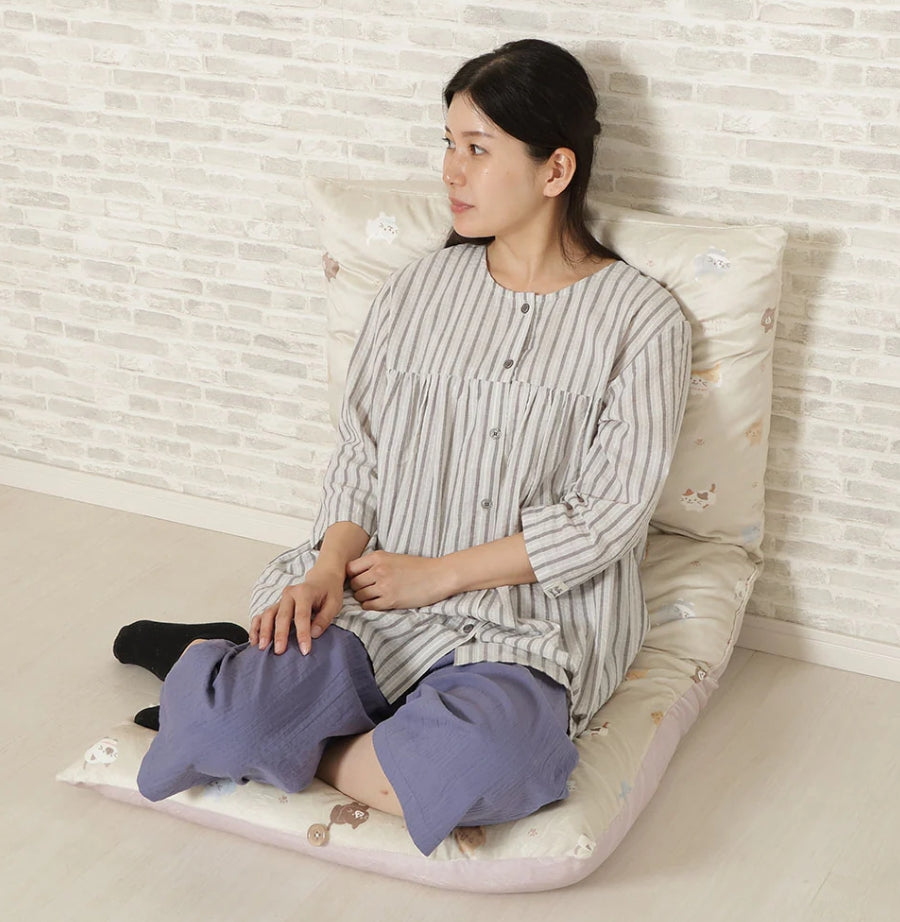 蓬鬆貓咪凝視睡眠墊