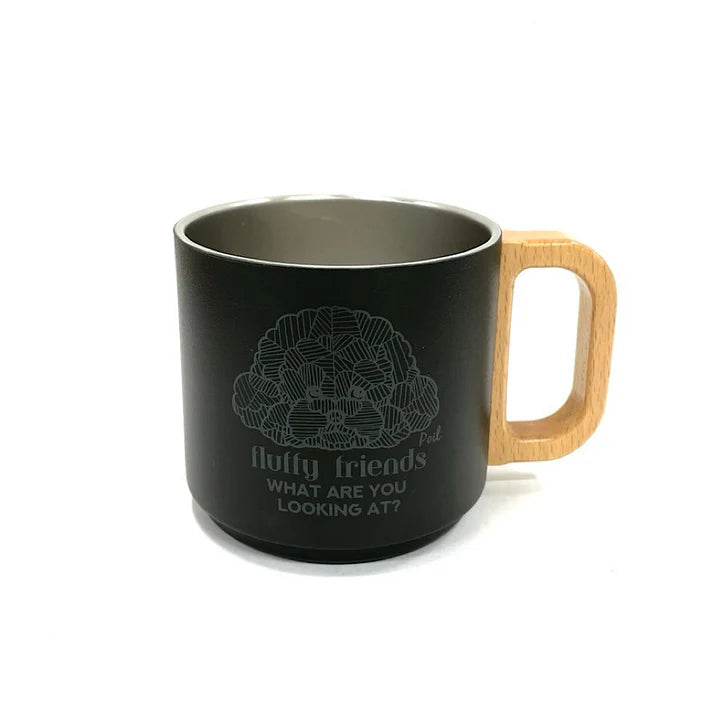 【新品】木柄疊放保溫杯