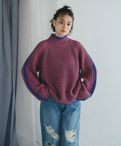 袖口彩色混合針織