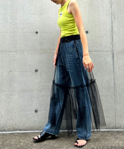 High-waisted loose rhinestone straight-leg jeans
