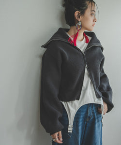 double zip short cardigan sweater