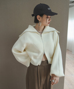 double zip short cardigan sweater