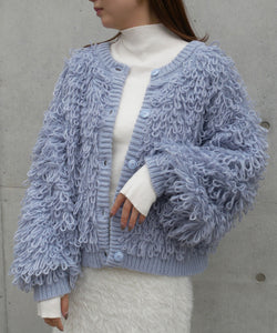 Temperament plush crew neck knitted jacket