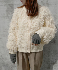 Temperament plush crew neck knitted jacket