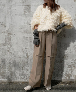 Temperament plush crew neck knitted jacket