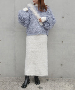 Temperament plush crew neck knitted jacket