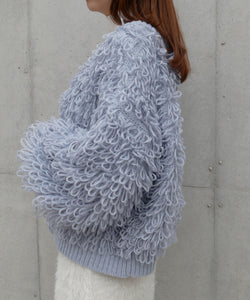 Temperament plush crew neck knitted jacket
