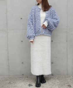 Temperament plush crew neck knitted jacket
