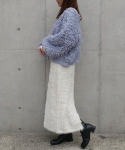 Temperament plush crew neck knitted jacket