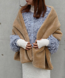 Temperament plush crew neck knitted jacket