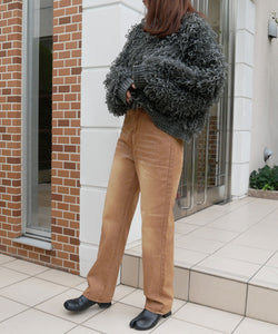 Temperament plush crew neck knitted jacket
