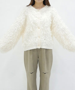 Temperament plush crew neck knitted jacket