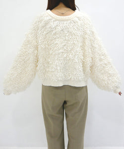 Temperament plush crew neck knitted jacket