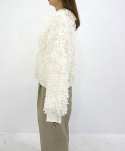 Temperament plush crew neck knitted jacket