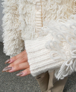 Temperament plush crew neck knitted jacket