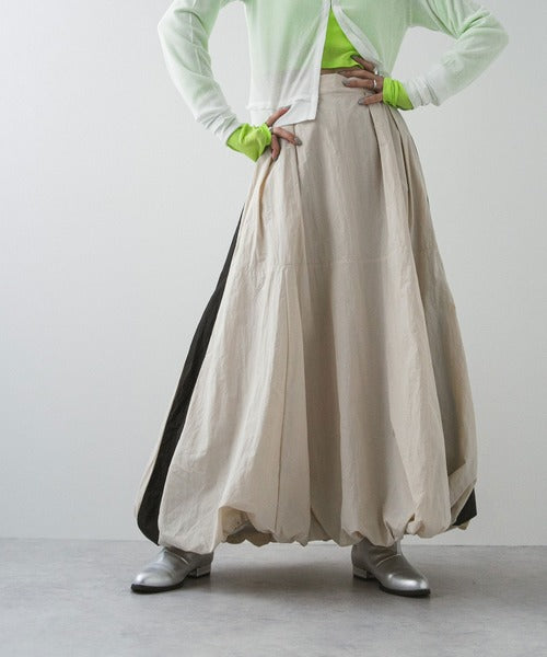 Balloon nylon maxi skirt