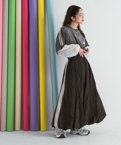 Balloon nylon maxi skirt
