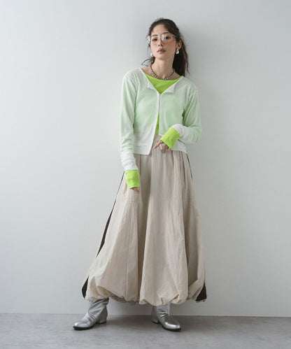 Balloon nylon maxi skirt