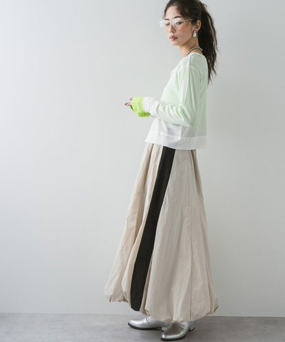 Balloon nylon maxi skirt