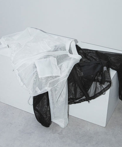 wide-sleeved mesh jacket