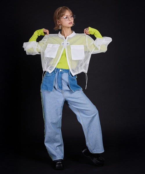 wide-sleeved mesh jacket
