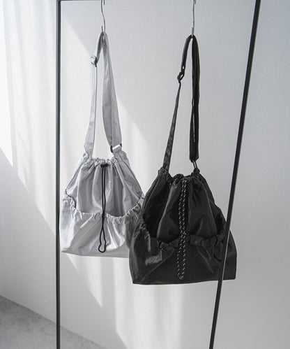 satin drawstring shoulder bag