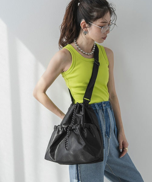 satin drawstring shoulder bag