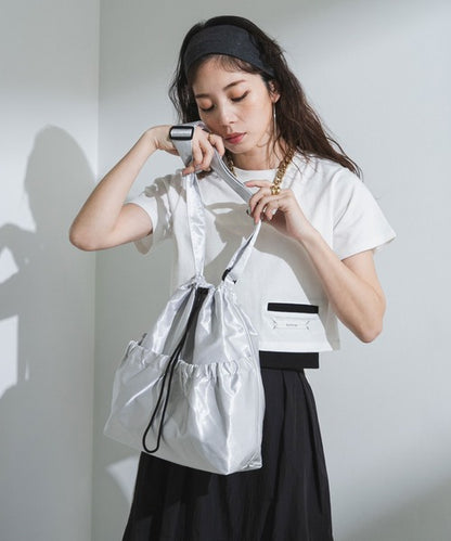 satin drawstring shoulder bag