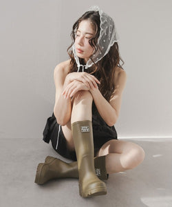厚底長雨靴