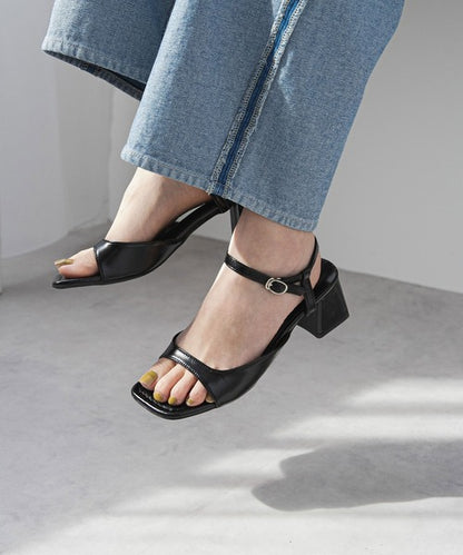 Square toe lace-up sandals