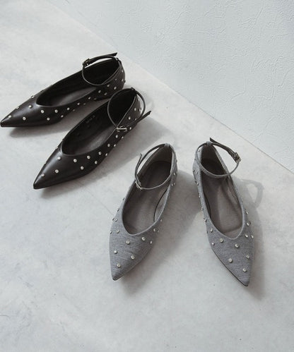 Rivet pointed toe lace-up high heels