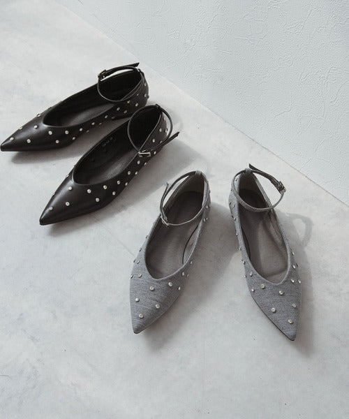 Rivet pointed toe lace-up high heels