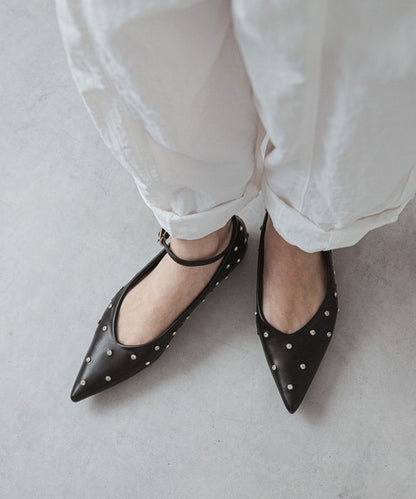 Rivet pointed toe lace-up high heels