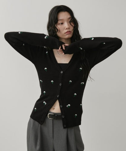 花朵刺繡開襟衫