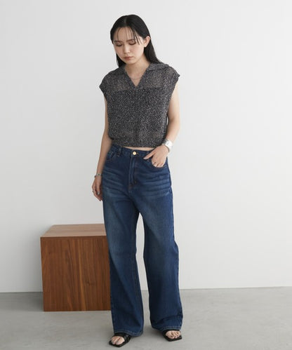 Mixed Mesh Captain Sleeveless Top/Vest