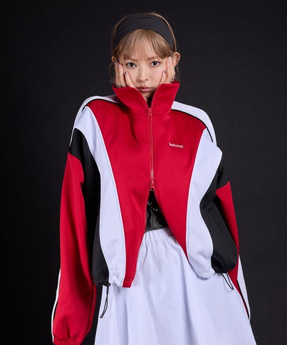 Original embroidered colorway knitted track jacket 