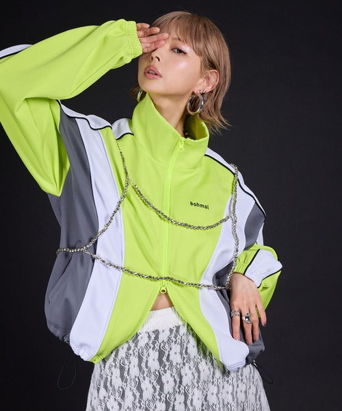 Original embroidered colorway knitted track jacket 