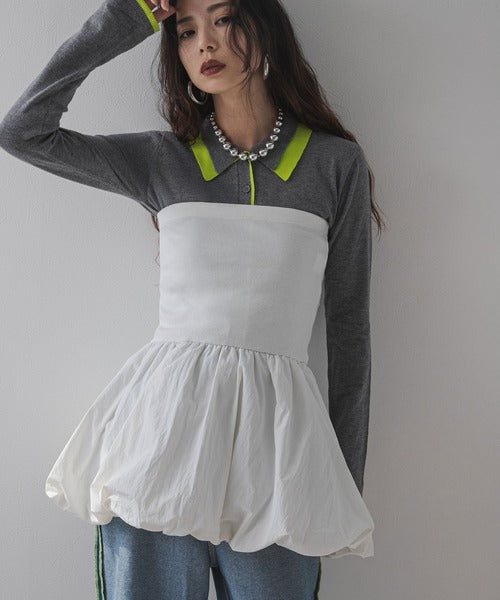 Nude lantern hem top