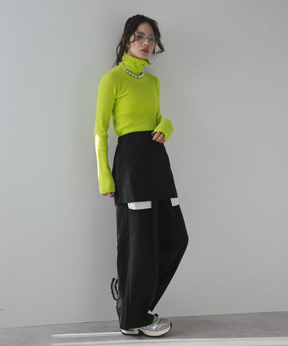 Long-sleeved colorful ribbed turtleneck
