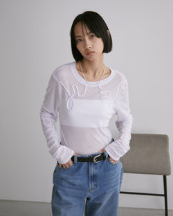Cord Embroidery 透明上衣
