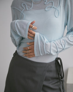 Cord Embroidery 透明上衣
